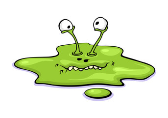 Cute cartoon slime monster isolated on white background. Alien crazy boy in modern flat style. Vector illustration