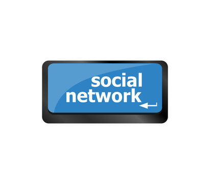 Social network word on computer keyboard key button