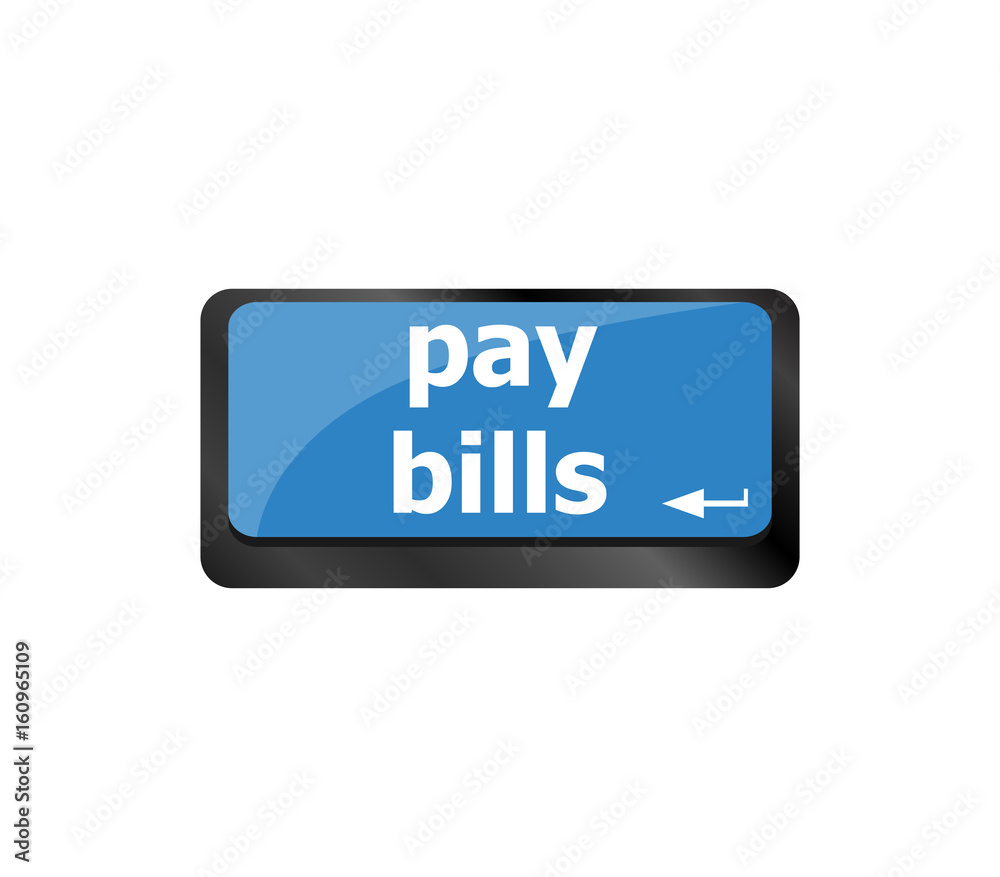 Poster pay bills button on the computer keyboard key