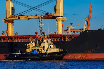 Black cargo ship