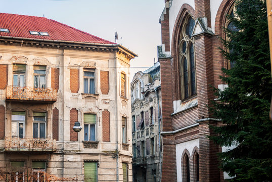 Parts of the building architecture in Arad, Romania