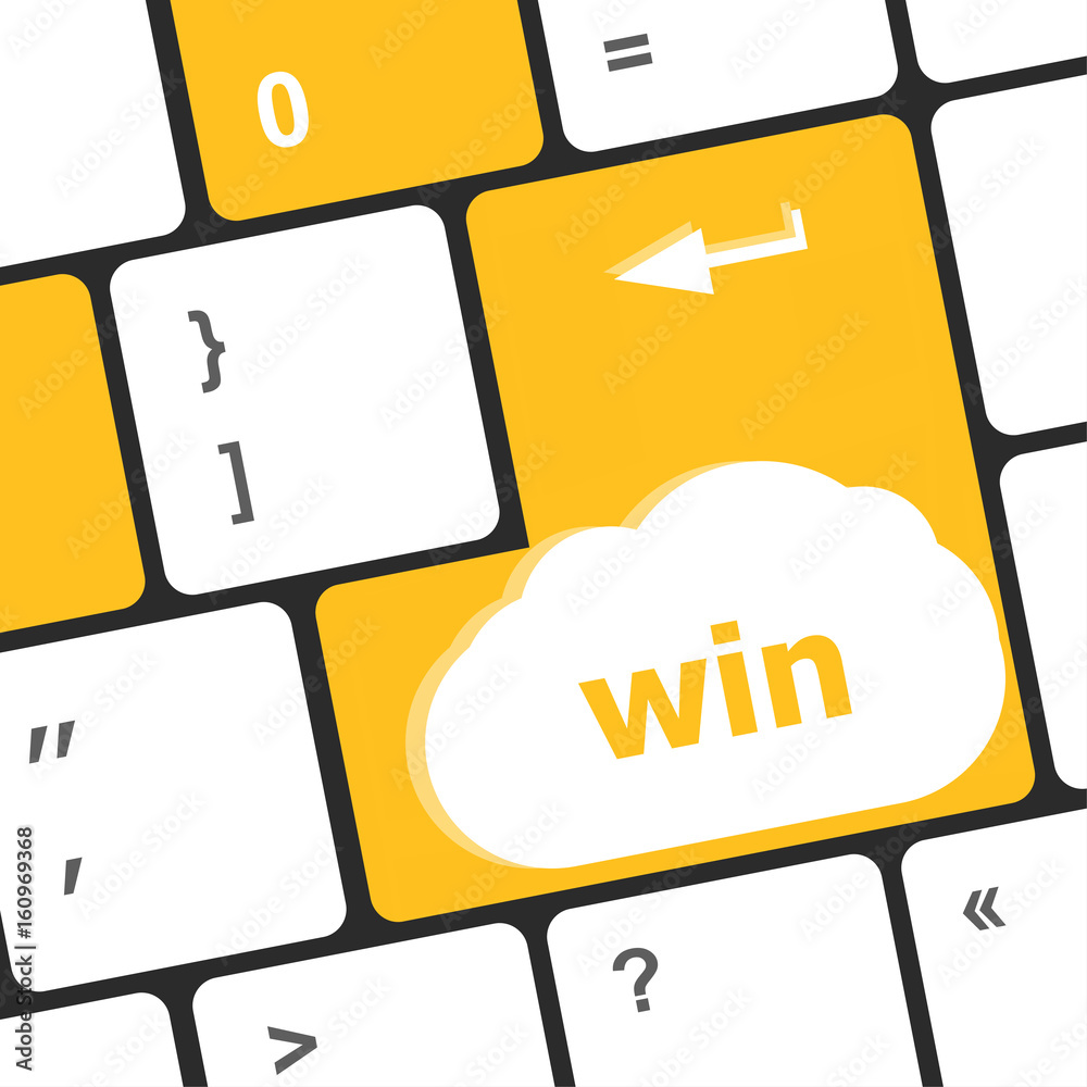 Poster win word on computer keyboard key button