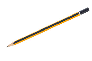 Pencil isolated. Wood pencil close up.