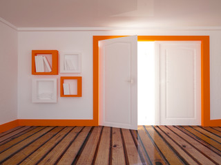 open door in the room, 3d