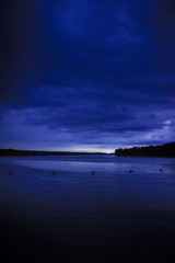 Stormy skies over river.