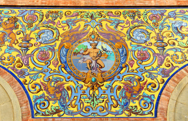 Azulejos en la estación de Jerez de la Frontera, España