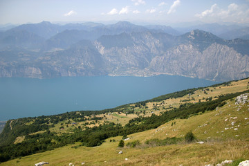 Fototapeta na wymiar top view on huge lake and mountains