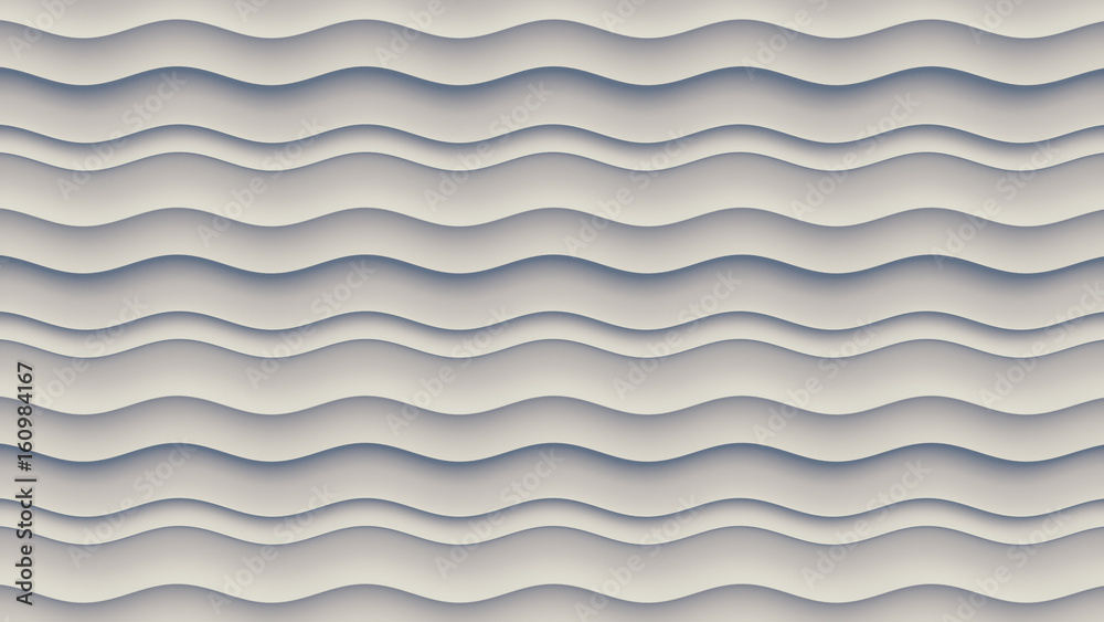 Aufkleber White wave band abstract surface pattern. 3d rendering