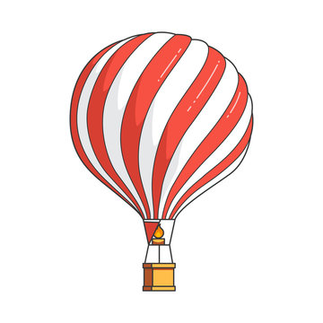 Color hot air balloon isolated on white background for travel agency, motivation, business development, greeting card