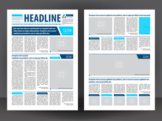 Vector empty newspaper print template design with beige and black elements - 160985902
