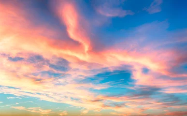 Fotobehang Hemel Rood - blauwe lucht bij zonsondergang