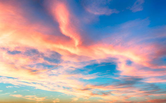 Fototapeta Red - blue sky at sunset
