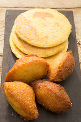 
Arepas and corn cakes (Choclo, Zea mays)