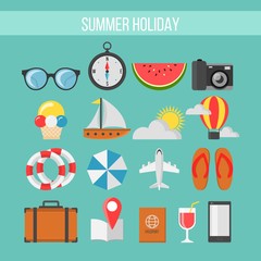 Set of summer holiday icons