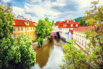 Fototapeta na wymiar Certovka River in old Prague, Czech Republic