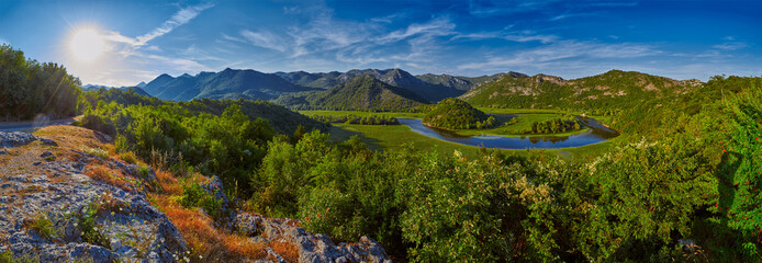 Montenegro Majestic Landscape - Rijeka Crnojevica river bending - obrazy, fototapety, plakaty
