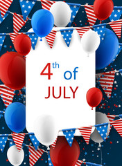 Obraz premium 4th July card with balloons.