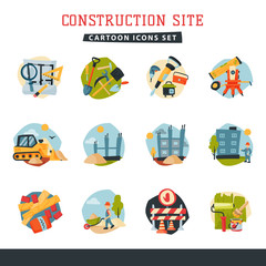 Under construction building developer website icons set collection vector illustration