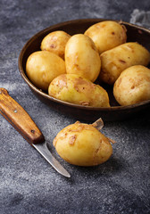 Raw potato in basket