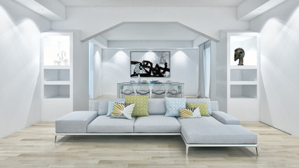 Modern living room. 3D rendering