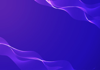 Blue shiny wavy ribbon on a dark blue background