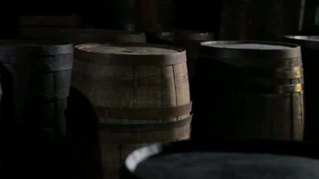 Old wine casks in the rum factory in La Habana, Cuba