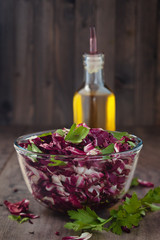 Salad with red  cabbage.