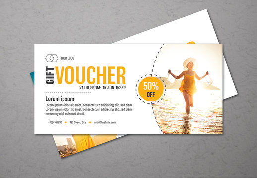Bright Gift Voucher Layout with Summer Photo Accents
