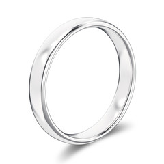 3D illustration isolated classic white gold ring or silver on a white background