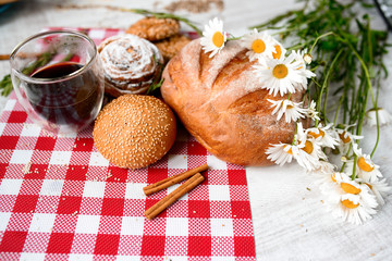 Good morning concept - Breakfast accompanied by delicious frothy espresso cookies