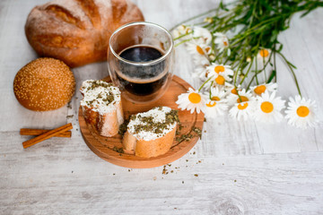 Fresh bread on the table
