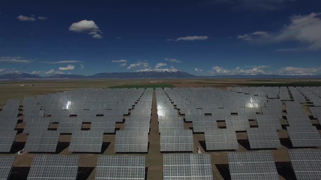 4K aerial drone footage of Colorado solar farm (multiple up and down views)