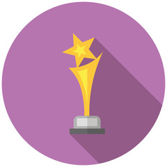 Obraz premium Star statuette in flat style icon with shadow. Vector illustration.