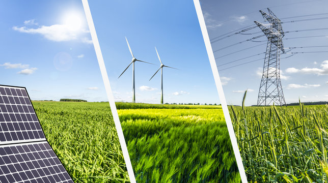 Renewable energies concept collage