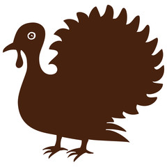 Single brown turkey on an isolated white background