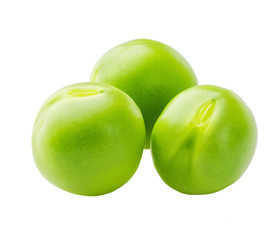 Green peas isolated on the white background