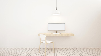 workspace white tone in home or apartment - 3D Rendering