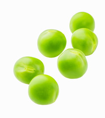 Green peas isolated on the white background