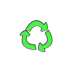 Green Recycle sign isolated, vector
