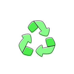 Green Recycle sign isolated, vector