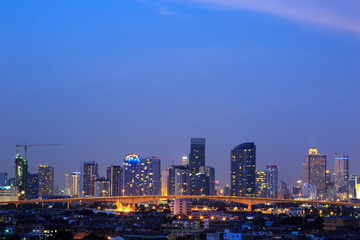 Bangkok city, Thailand at twilight. The center of town.
