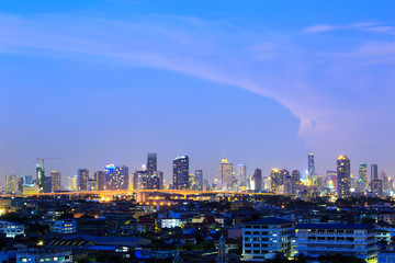 Bangkok city, Thailand at twilight. The center of town.