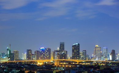 Naklejka na ściany i meble Bangkok city, Thailand at twilight. The center of town.