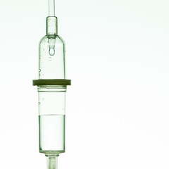 Close up shot of saline solution drop