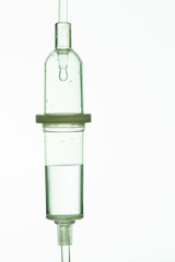 Close up shot of saline solution drop