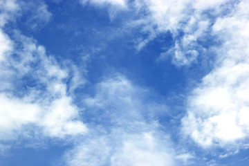 Fantastic soft white clouds against blue sky