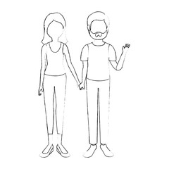 young couple cartoon icon vector illustration graphic design