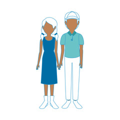 young couple cartoon icon vector illustration graphic design