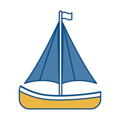 sailboat icon over white background colorful design vector illustration