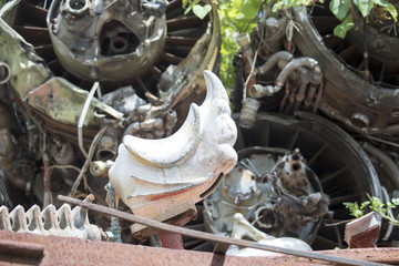 Seat from child ride in junkyard